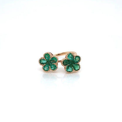 1.81 Carat Natural Green Emerald Ladies Ring in 18K Rose Gold
