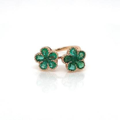 1.81 Carat Natural Green Emerald Ladies Ring in 18K Rose Gold