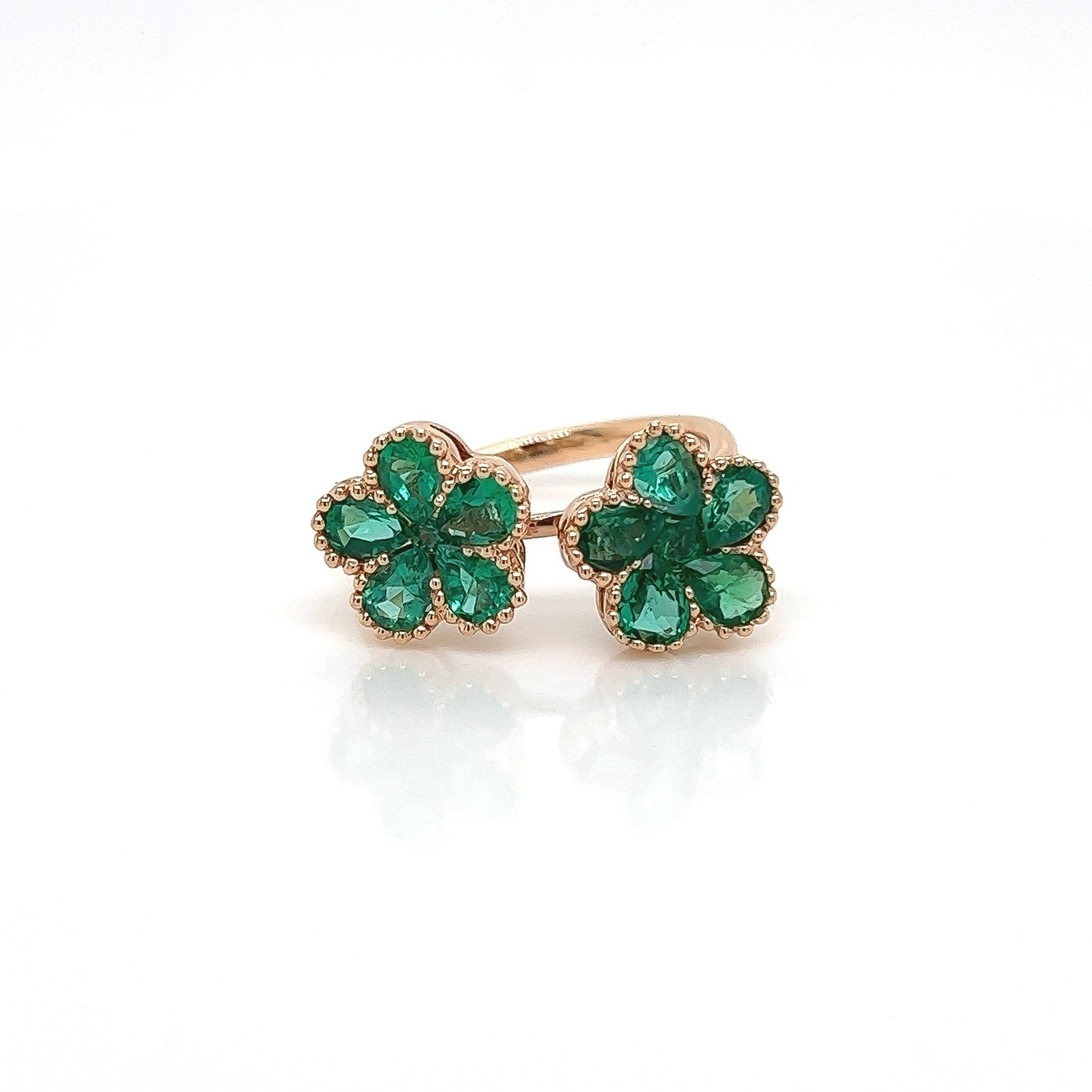 1.81 Carat Natural Green Emerald Ladies Ring in 18K Rose Gold