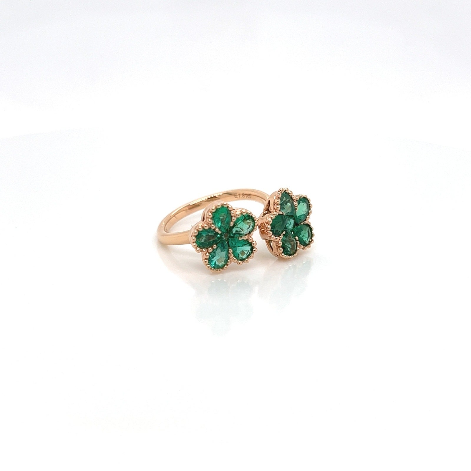 1.81 Carat Natural Green Emerald Ladies Ring in 18K Rose Gold