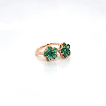 1.81 Carat Natural Green Emerald Ladies Ring in 18K Rose Gold