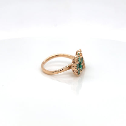 1.81 Carat Natural Green Emerald Ladies Ring in 18K Rose Gold