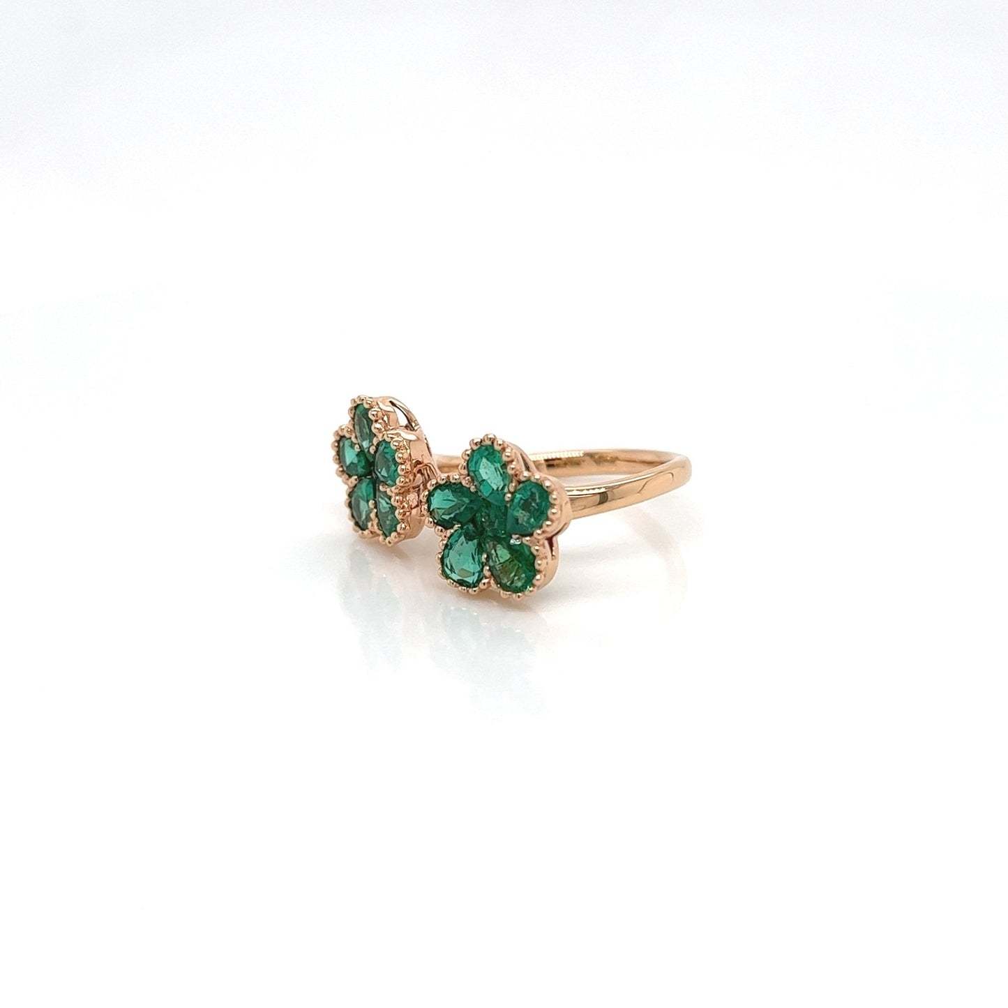1.81 Carat Natural Green Emerald Ladies Ring in 18K Rose Gold