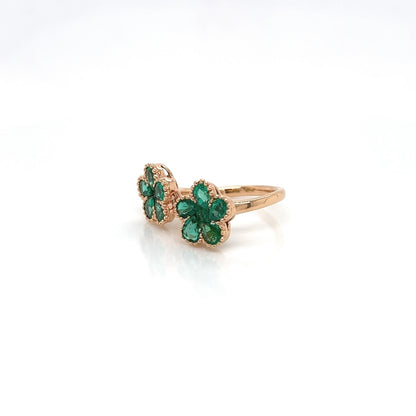 1.81 Carat Natural Green Emerald Ladies Ring in 18K Rose Gold