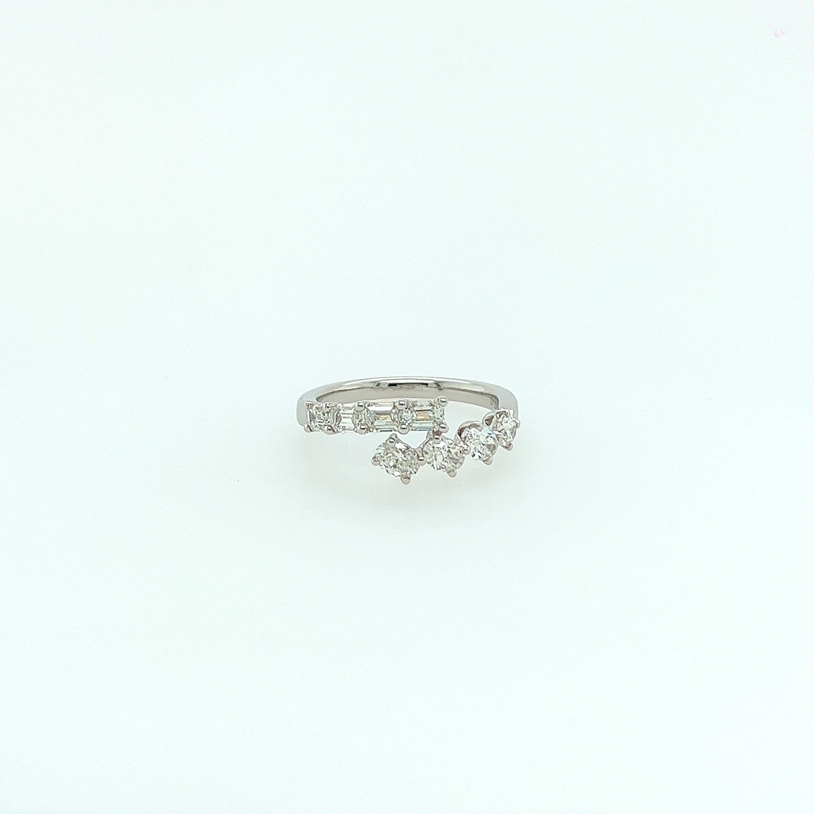1.22 Total Carat Oval and Emerald Cut, Split Shank Diamond Ring