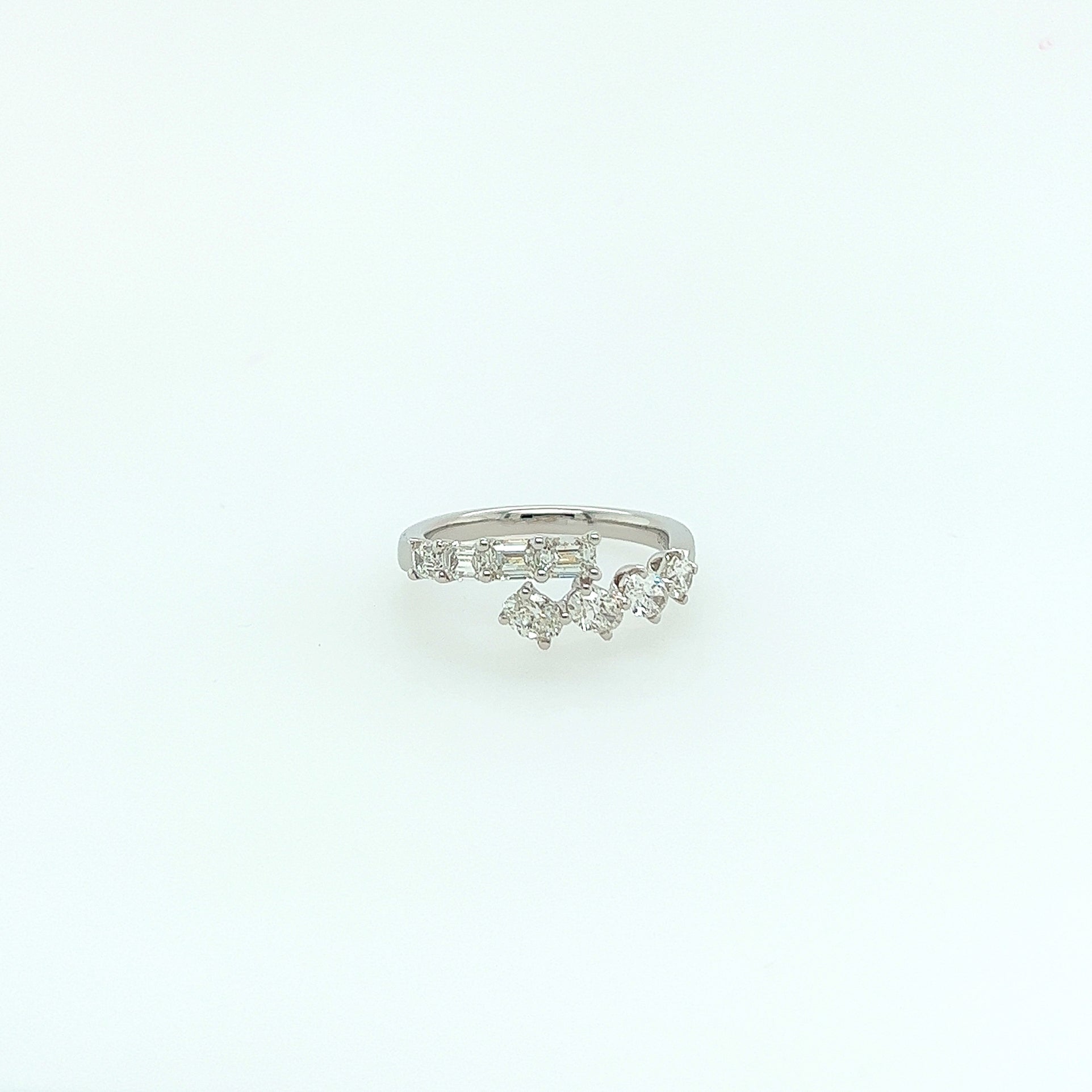 1.22 Total Carat Oval and Emerald Cut, Split Shank Diamond Ring