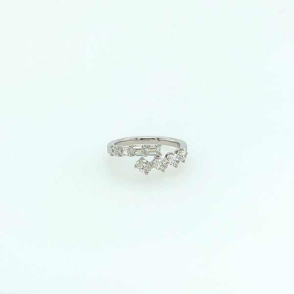 1.22 Total Carat Oval and Emerald Cut, Split Shank Diamond Ring