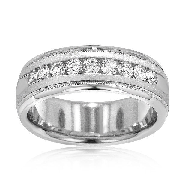 "MENRG01061" 9 Stone Diamond Band in 18K White Gold 0.72 ct. tw.