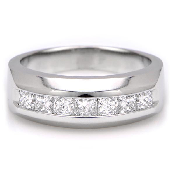"MENRG01071" 7 Stone Diamond Wedding Band In Platinum