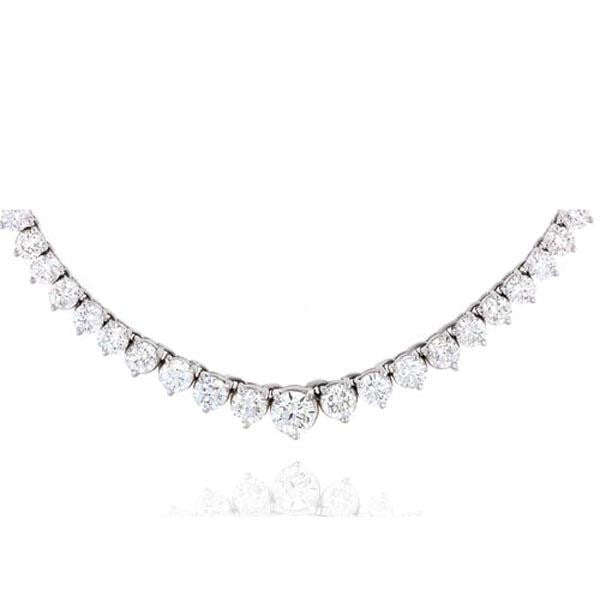 "NECK01018" Diamond Tennis Necklace With Graduated Diamonds in 14K White Gold 19.65ct. tw.