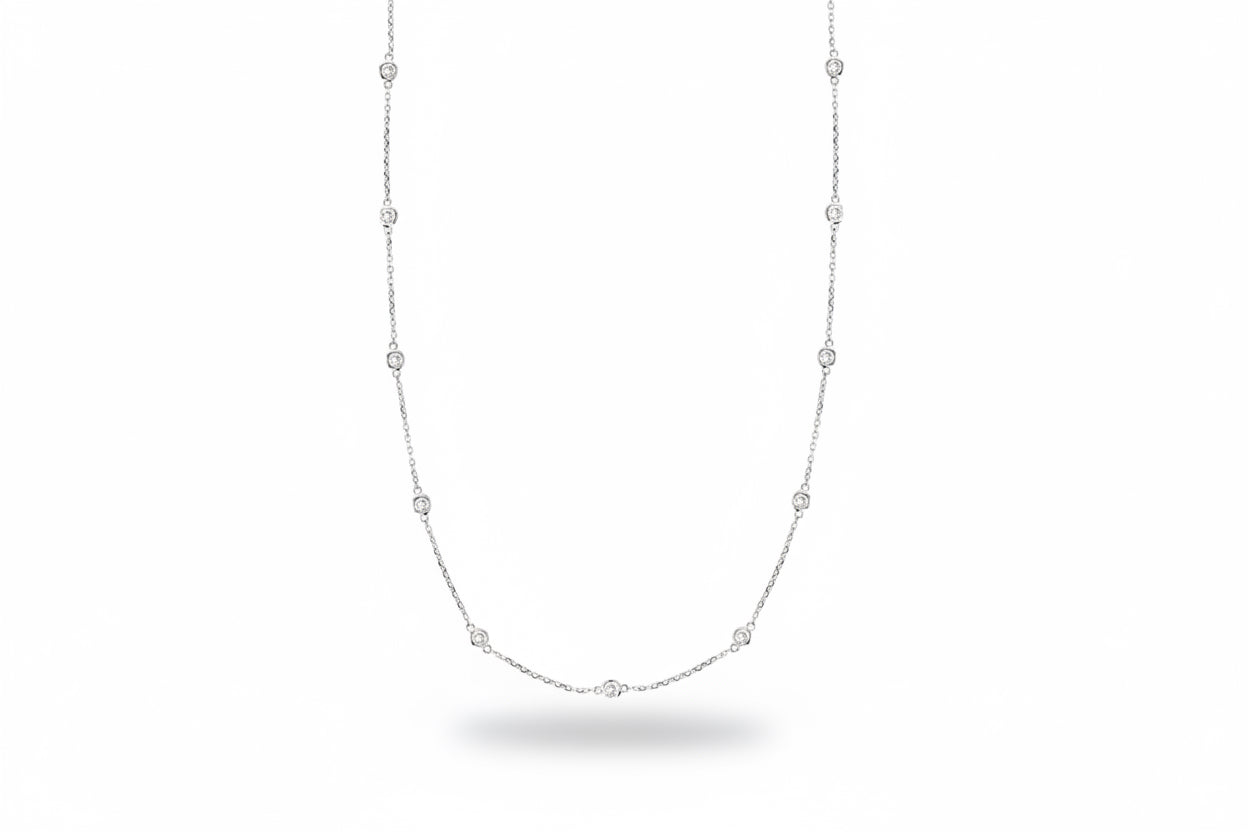 "NECK01021" Diamond By The Yard Necklace in 14K White Gold 1.23ctw