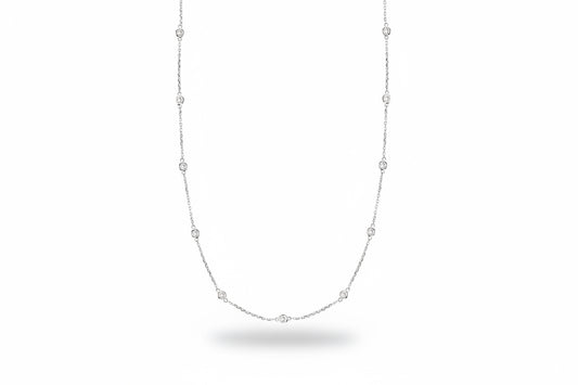 "NECK01021" Diamond By The Yard Necklace in 14K White Gold 1.23ctw