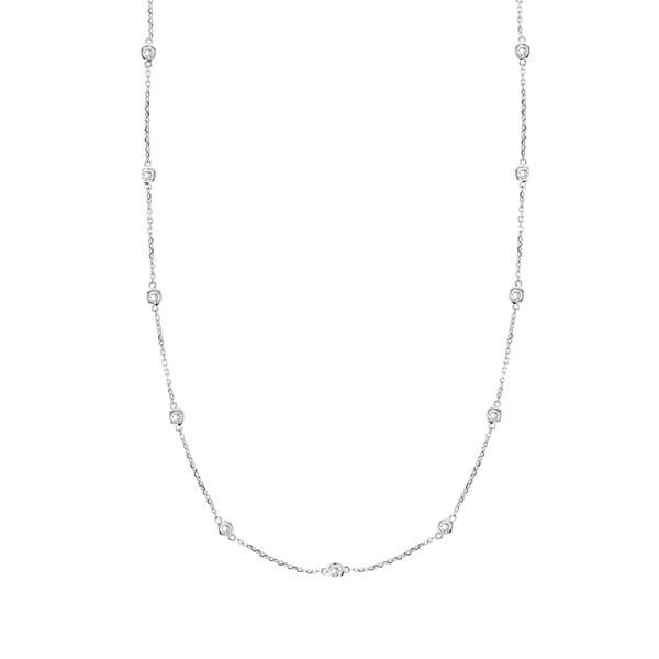 "NECK01021" Diamond By The Yard Necklace in 14K White Gold 1.23ctw