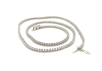 4.66 Carat Diamond Tennis Necklace with Round Diamonds in White Gold