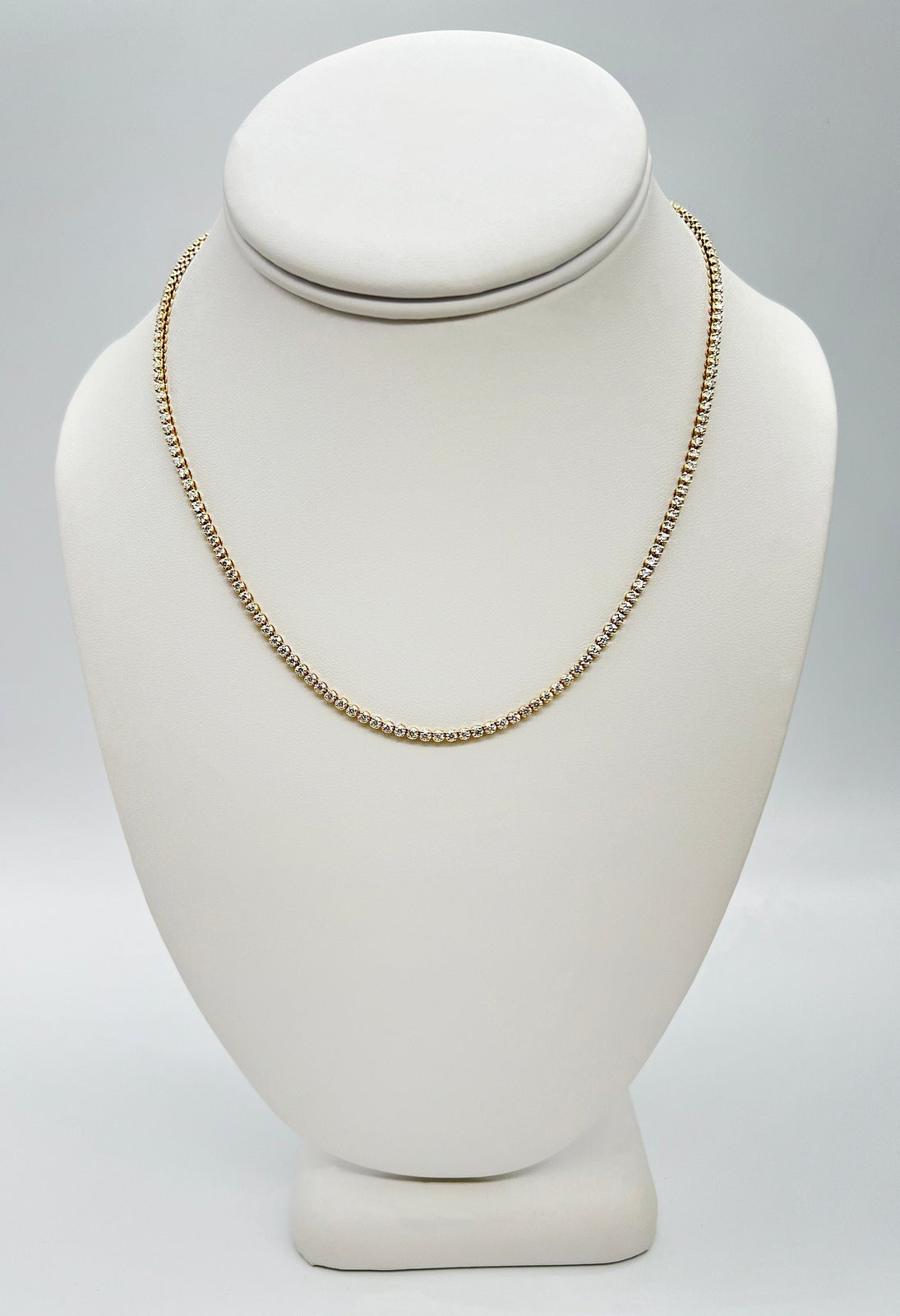 3.65 Carat Tennis Necklace with Round Diamonds in Gold Chain