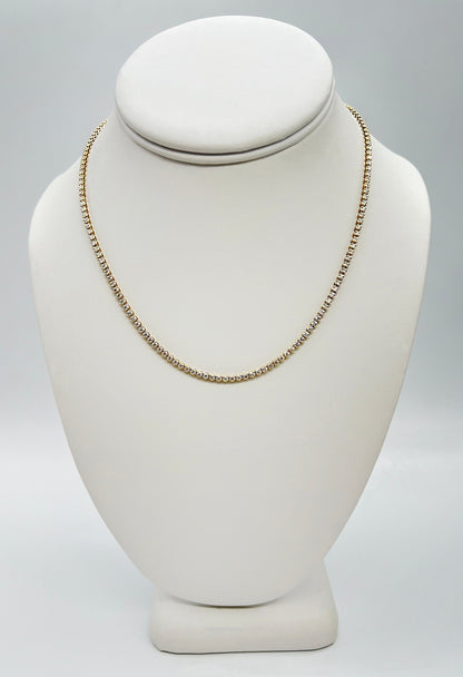 3.65 Carat Tennis Necklace with Round Diamonds in Gold Chain