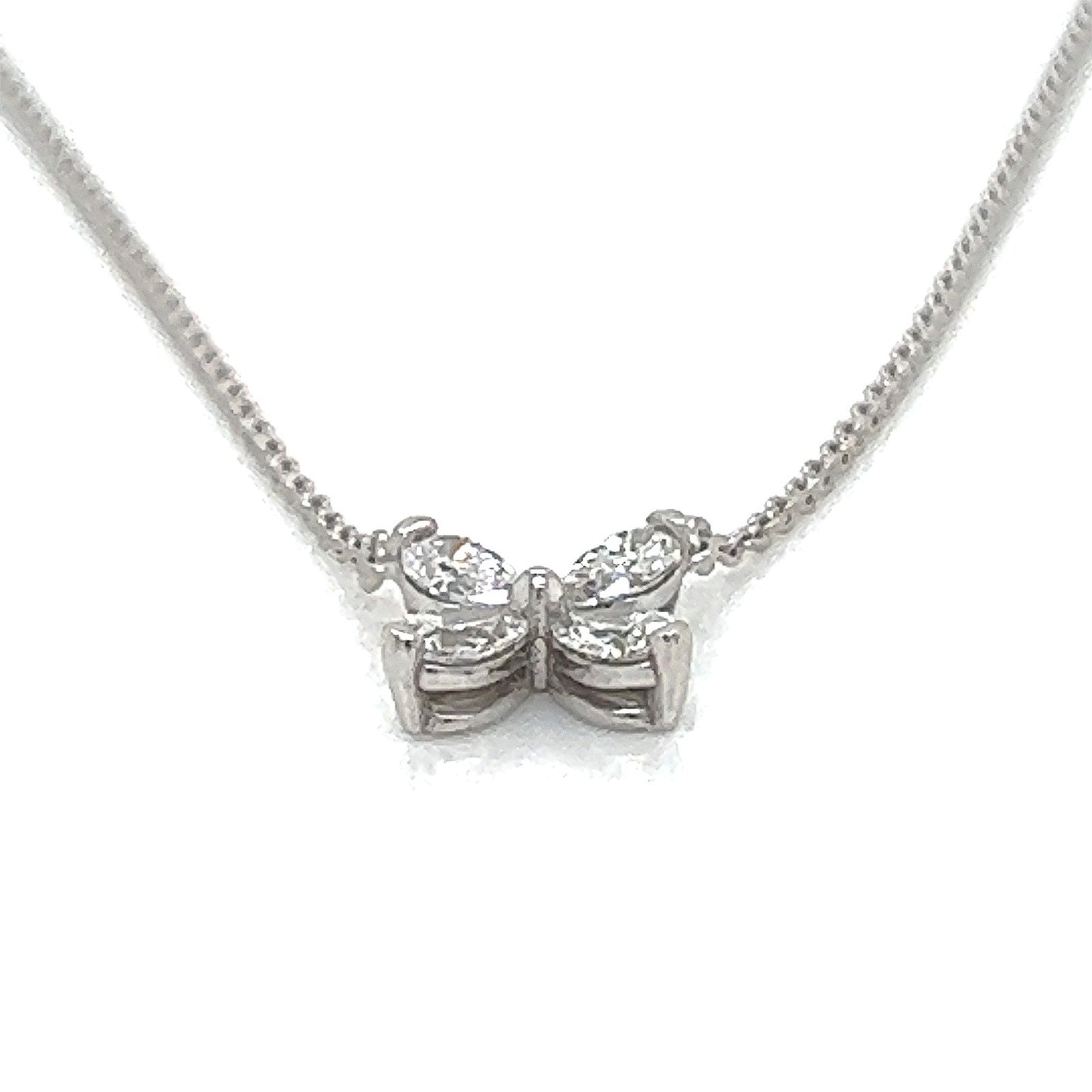 0.43 Carat Flower Shape Diamond Pendant Necklace in 18K White Gold