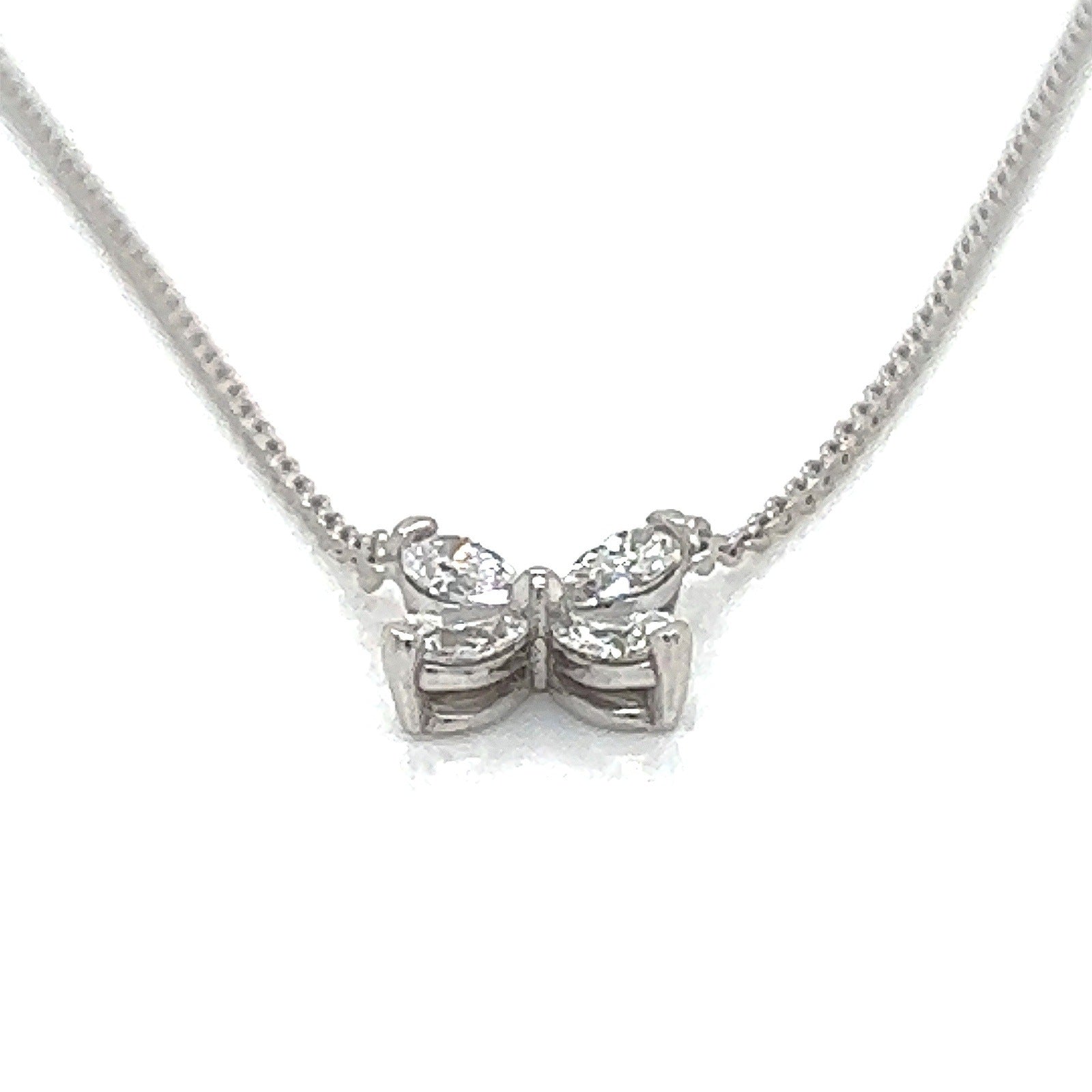 0.43 Carat Flower Shape Diamond Pendant Necklace in 18K White Gold