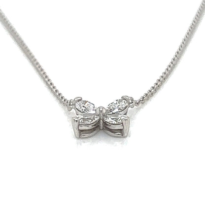 0.43 Carat Flower Shape Diamond Pendant Necklace in 18K White Gold