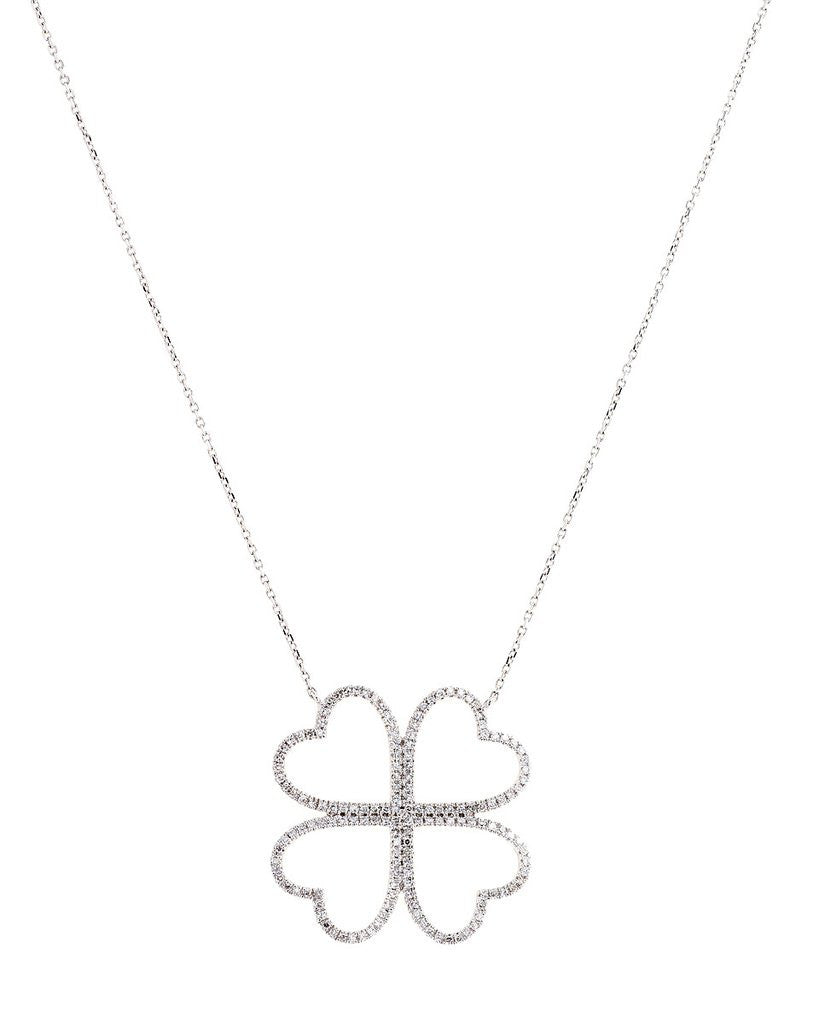 "NL33287" 4 Heart Diamond Necklace in 14K White Gold