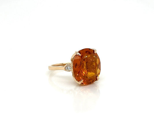 9.23 Carat Orange Topaz and Diamond Cocktail Ladies Ring in 14K White Gold Band