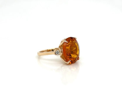 9.23 Carat Orange Topaz and Diamond Cocktail Ladies Ring in 14K White Gold Band