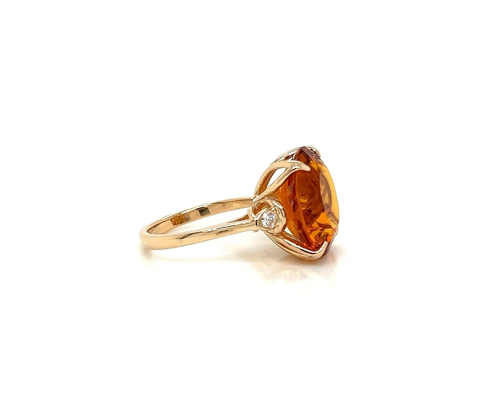 9.23 Carat Orange Topaz and Diamond Cocktail Ladies Ring in 14K White Gold Band