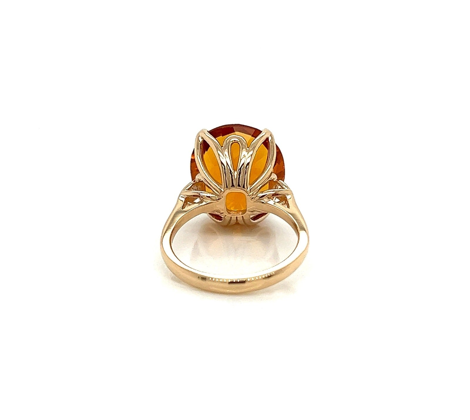 9.23 Carat Orange Topaz and Diamond Cocktail Ladies Ring in 14K White Gold Band