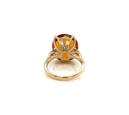 9.23 Carat Orange Topaz and Diamond Cocktail Ladies Ring in 14K White Gold Band