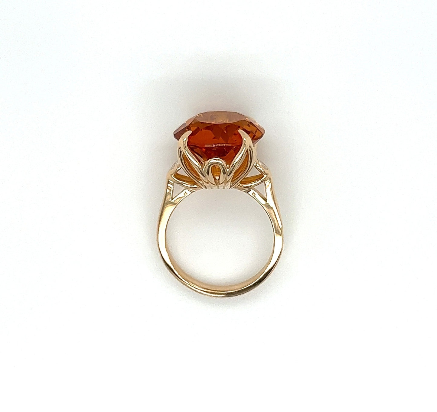 9.23 Carat Orange Topaz and Diamond Cocktail Ladies Ring in 14K White Gold Band