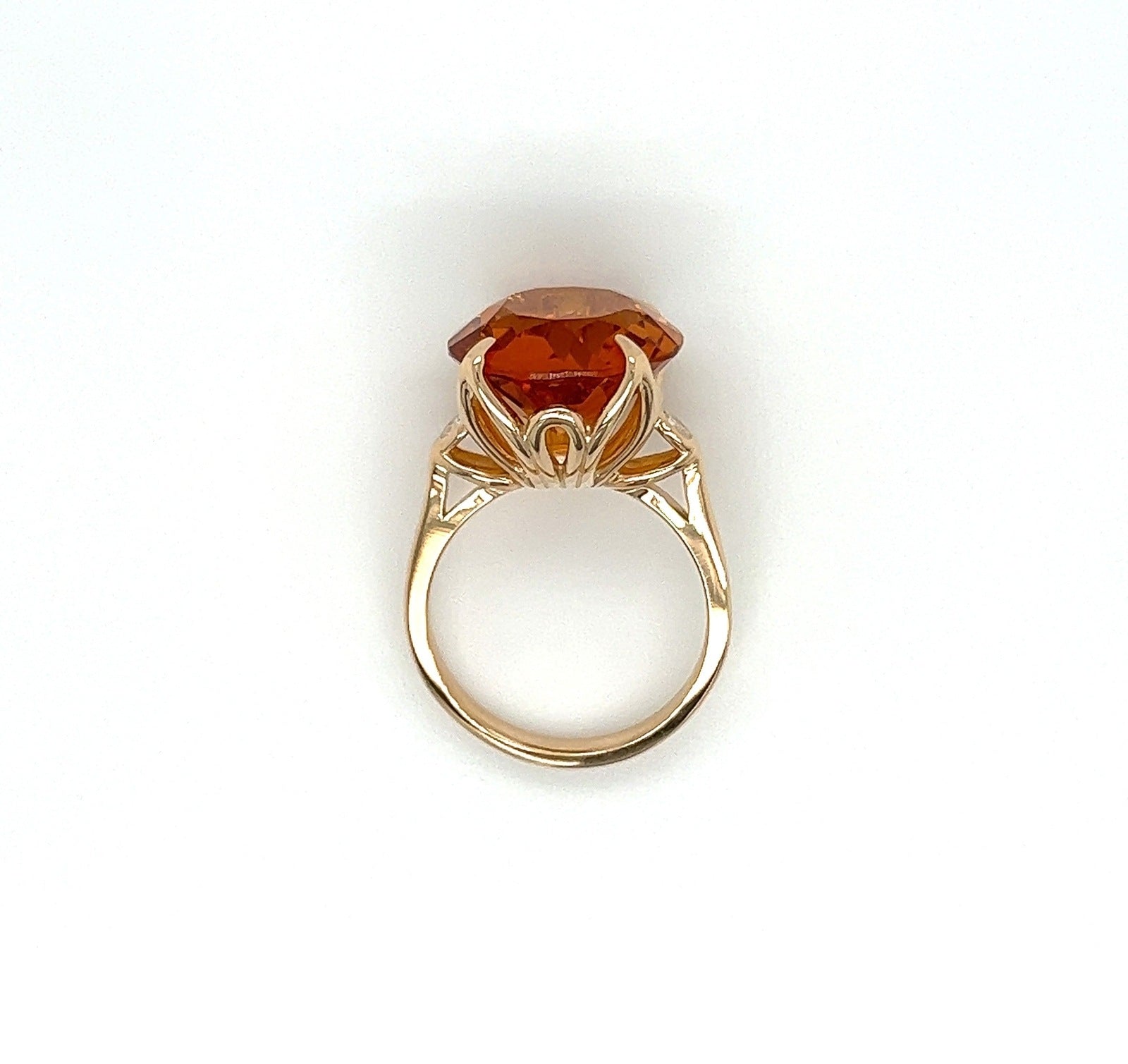 9.23 Carat Orange Topaz and Diamond Cocktail Ladies Ring in 14K White Gold Band