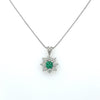 0.78 Total Carat Emerald and Diamond Pendant Necklace in Platinum