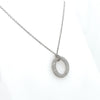 1.19 Carat Pave Set Diamond Circle Pendant Necklace in 18K White Gold