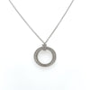 1.19 Carat Pave Set Diamond Circle Pendant Necklace in 18K White Gold