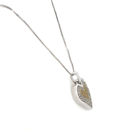 Heart Shape Multicolor Diamond Pendant Necklace in 14K White Gold