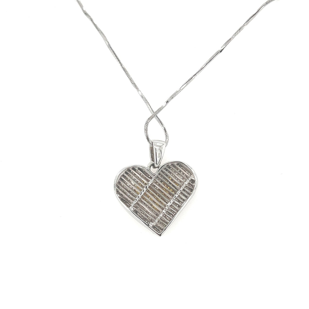 Heart Shape Multicolor Diamond Pendant Necklace in 14K White Gold