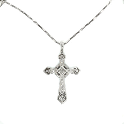 1.0 Carat Mixed Cut Holy Cross Diamond Pendant Necklace