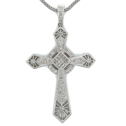 1.0 Carat Mixed Cut Holy Cross Diamond Pendant Necklace