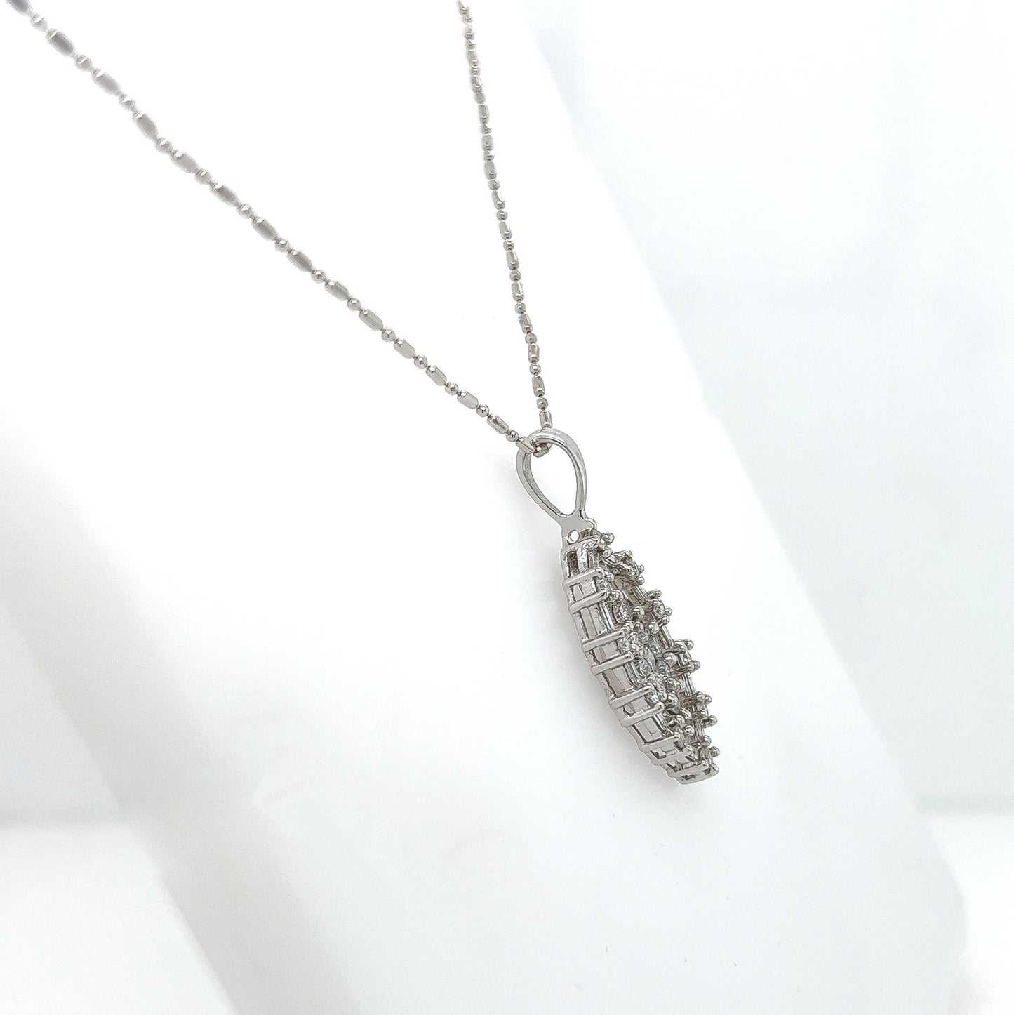 1.0 Carat Marquise Shaped Diamond Pave Pendant - White Gold Vintage Style Pendant