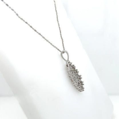 1.0 Carat Marquise Shaped Diamond Pave Pendant - White Gold Vintage Style Pendant