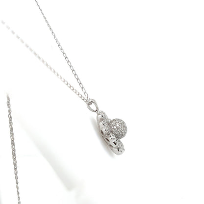 1.00 Carat Pave-Set Diamond Flower Motif in 14K White Gold