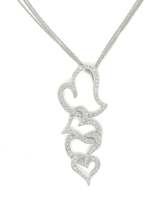 0.55 Carat Round Pave-Set Heart Trail Pendant Necklace