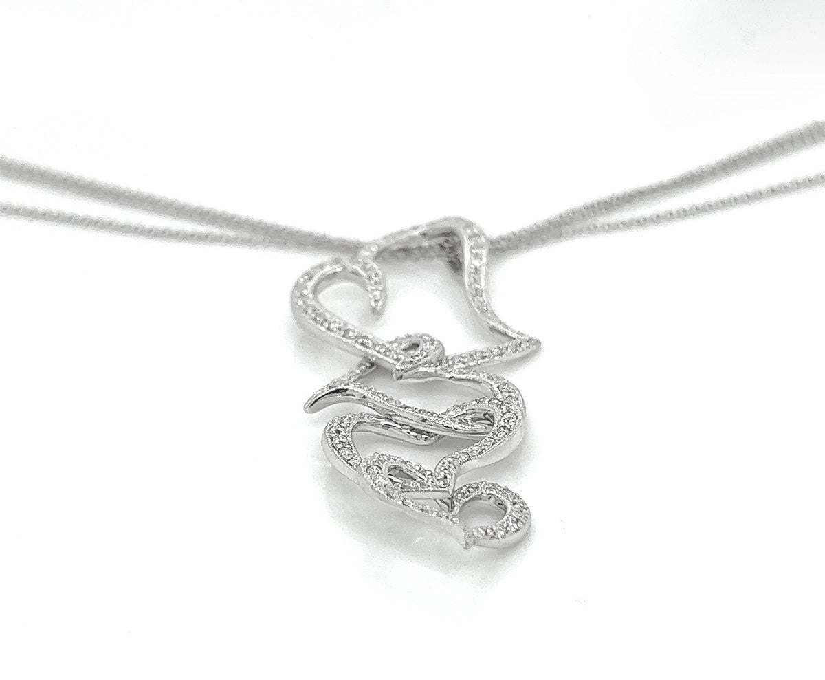 0.55 Carat Round Pave-Set Heart Trail Pendant Necklace