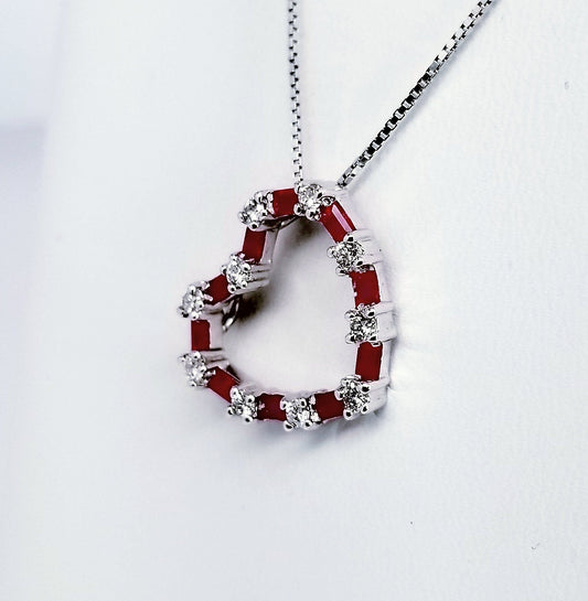 "PEND01143" Ladies Diamond Pendant with Rubies