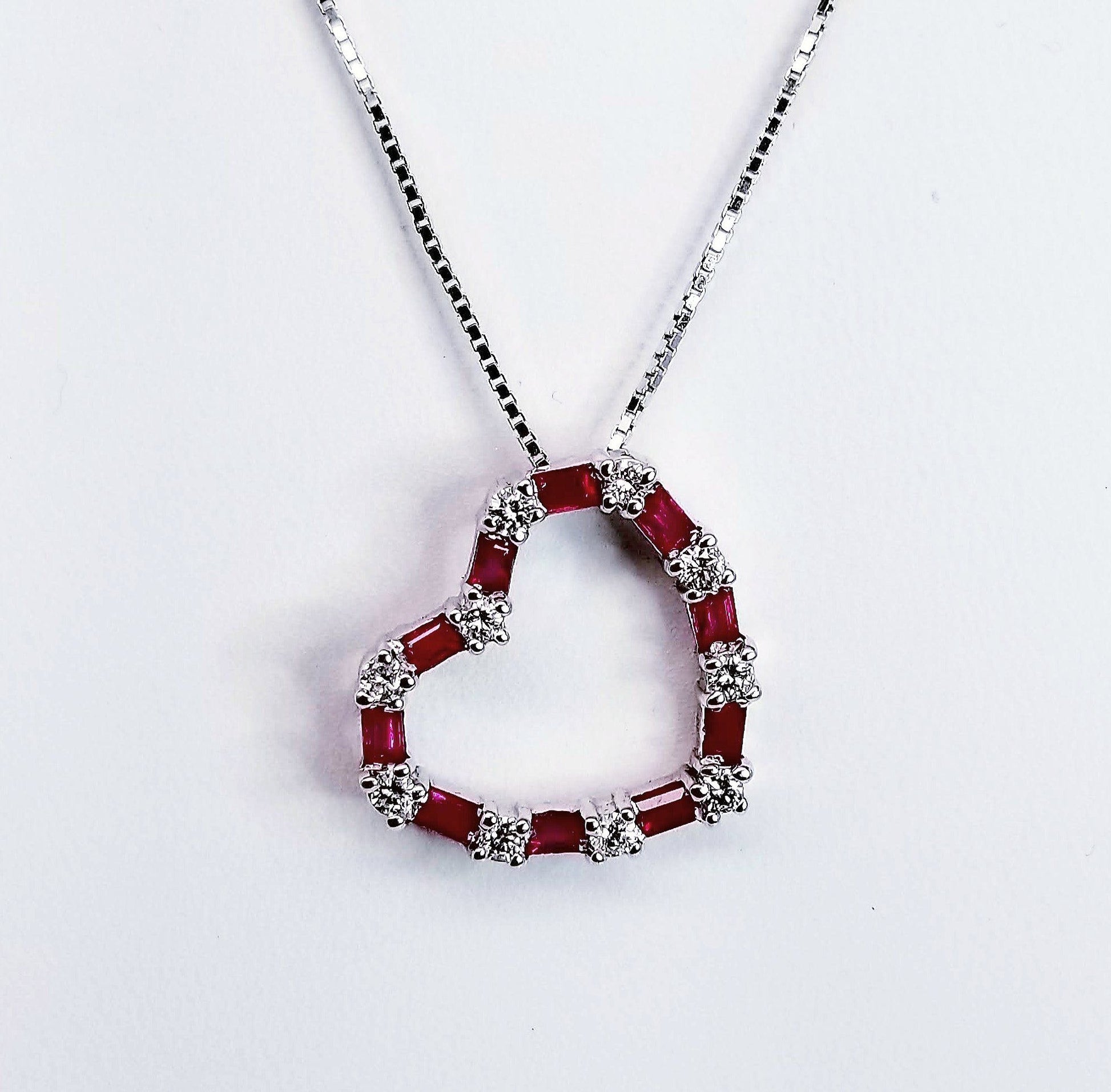 "PEND01143" Ladies Diamond Pendant with Rubies