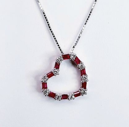 "PEND01143" Ladies Diamond Pendant with Rubies