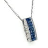 1.95 Total Carat Sapphire and Diamond Bar Pendant Necklace in 18K White Gold