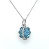 Aqua Blue Topaz & Diamond Pendant Necklace in 18K White Gold