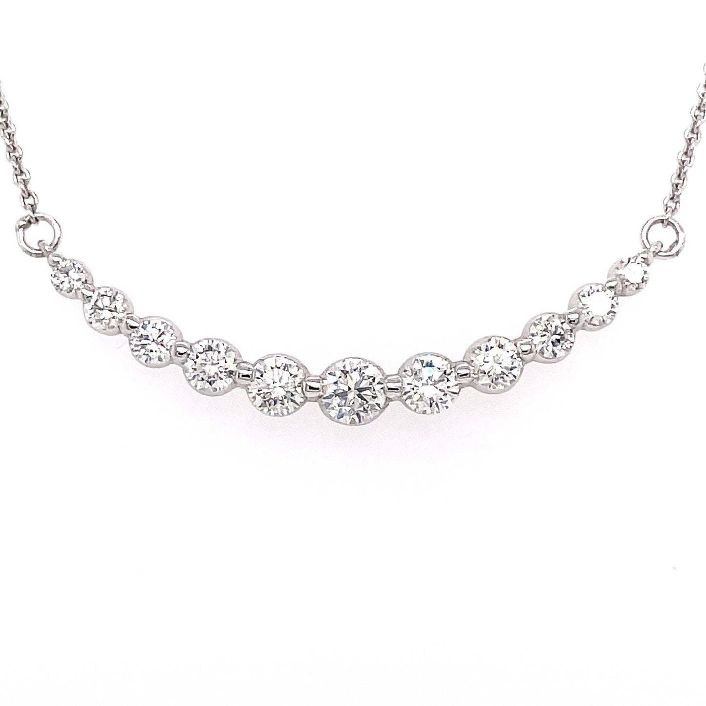 0.75 Carat Eleven Diamond Graduated Necklace in 18K White Gold
