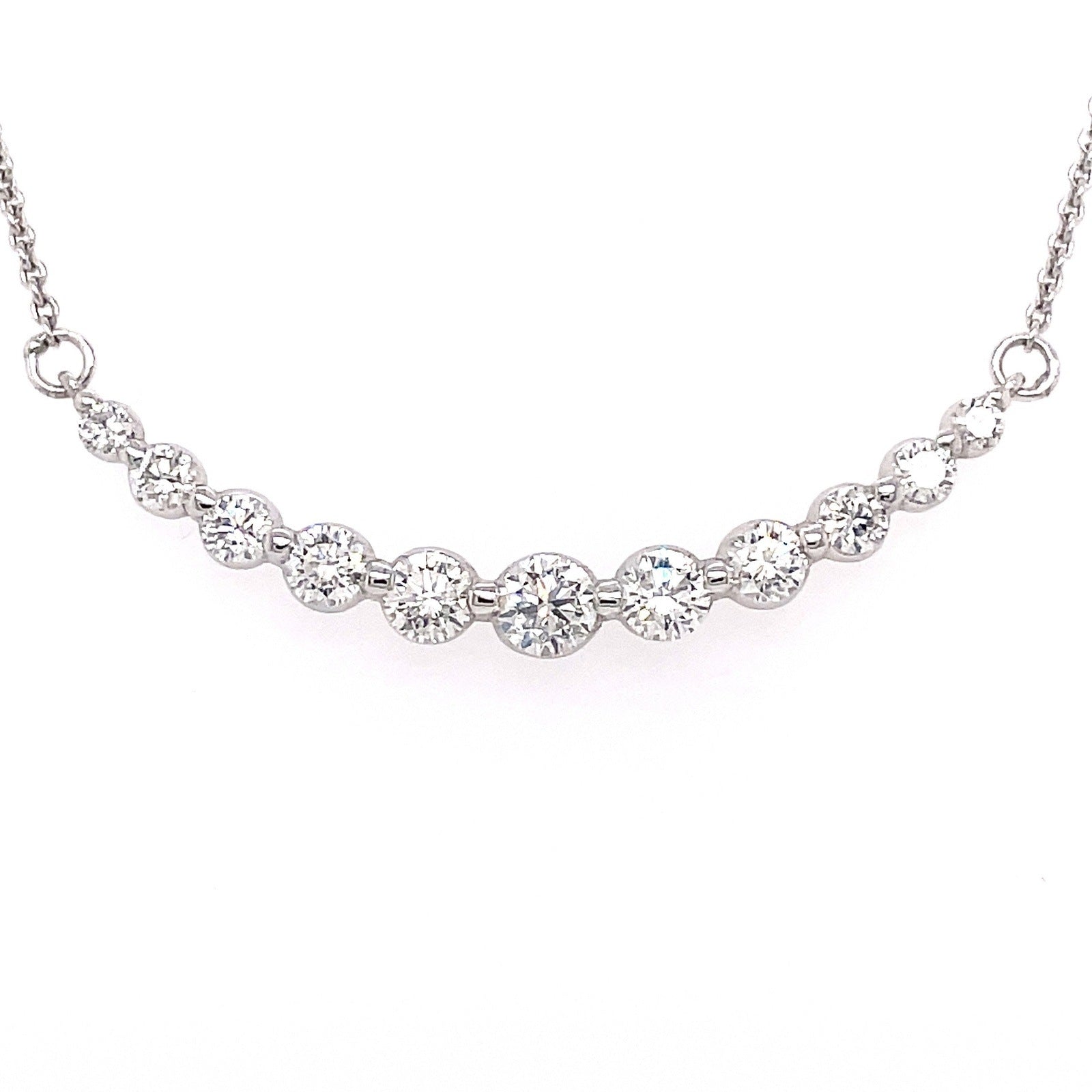 0.75 Carat Eleven Diamond Graduated Necklace in 18K White Gold